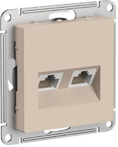 Розетка компьютерная без рамки Systeme Electric AtlasDesign 2-м. RJ45+RJ45 5e песочный картинка